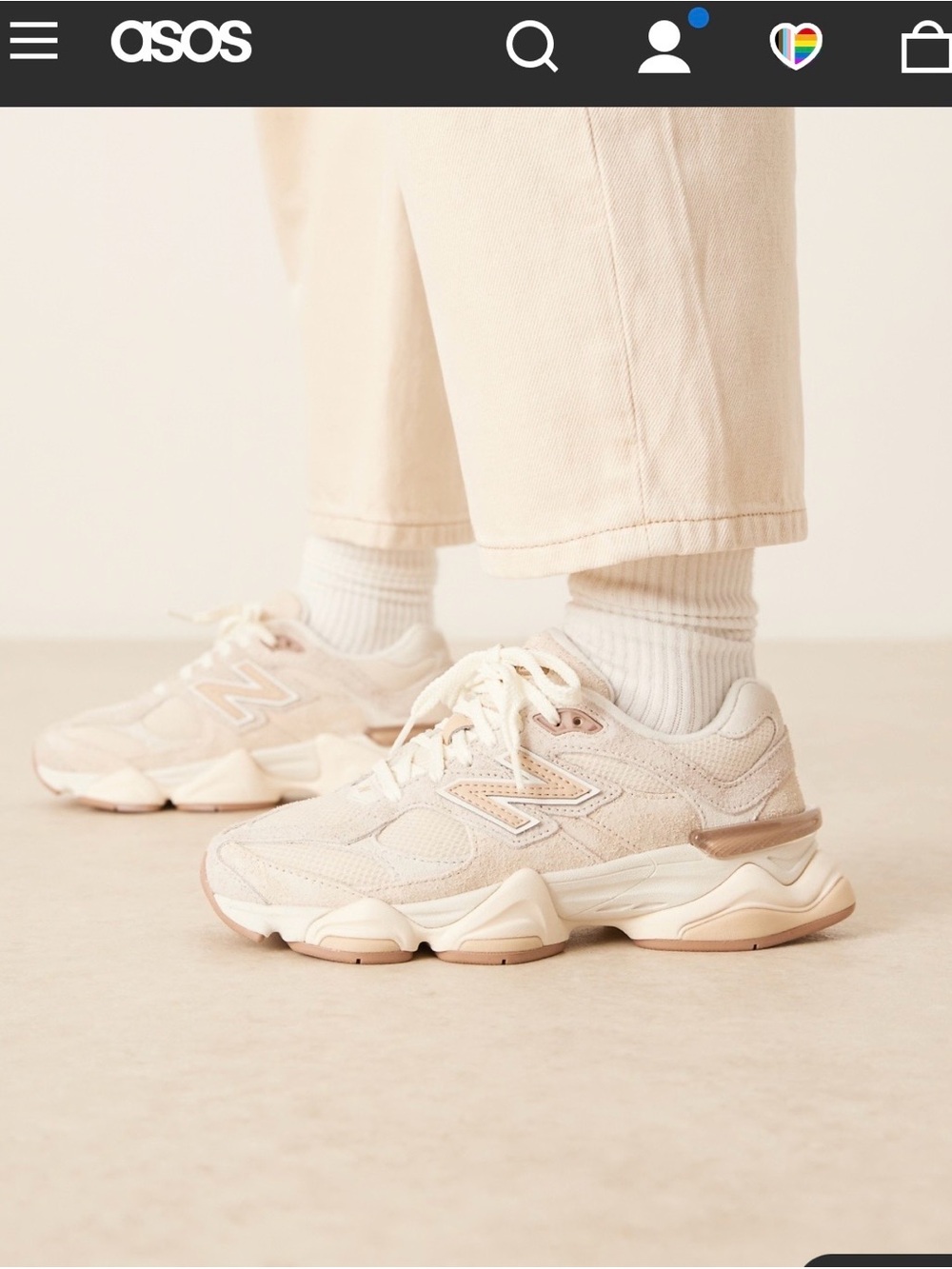 New Balance 9060 Beige White Sneakers - Picture 8 of 10
